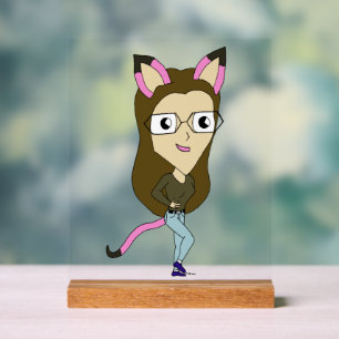 chibi catgirl acrylic sign