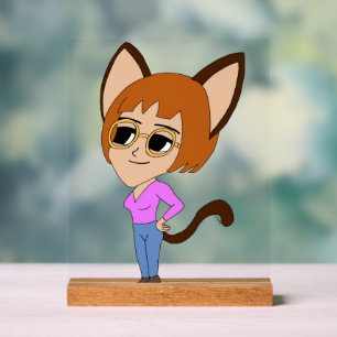 chibi catgirl acrylic sign