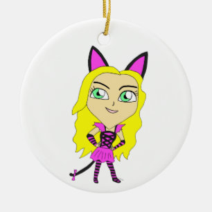 chibi catgirl ceramic ornament
