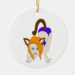 chibi catgirl ceramic ornament