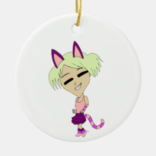 chibi catgirl   ceramic ornament