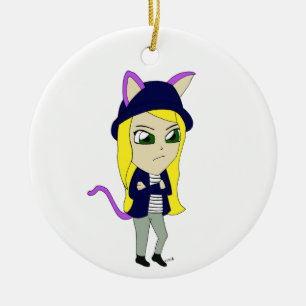 chibi catgirl ceramic ornament