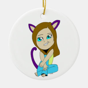 chibi catgirl    ceramic ornament