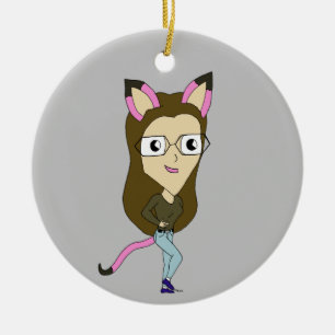 chibi catgirl ceramic ornament