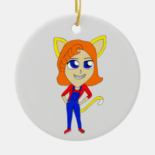 chibi catgirl     ceramic ornament