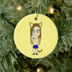Chibi Catgirl Ceramic Ornament