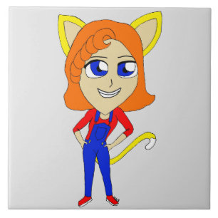 chibi catgirl ceramic tile
