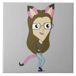 chibi catgirl    ceramic tile