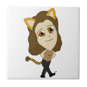 chibi catgirl ceramic tile