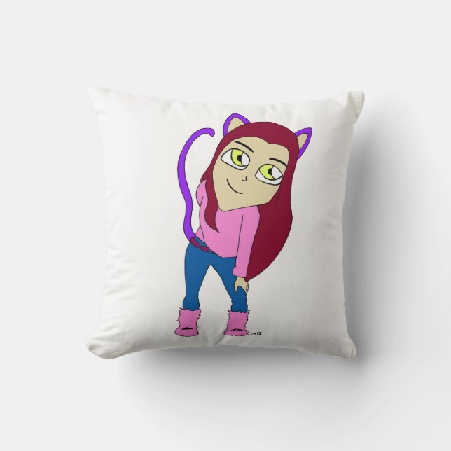 chibi catgirl  cushion (Front)