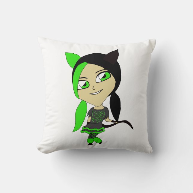 chibi catgirl  cushion (Front)
