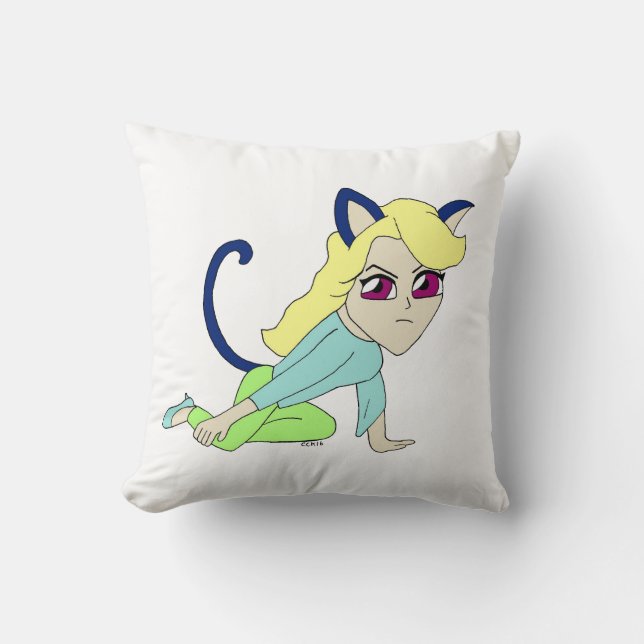 chibi catgirl  cushion (Front)