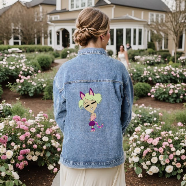 chibi catgirl  denim jacket (Wedding Back)