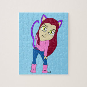 chibi catgirl  jigsaw puzzle