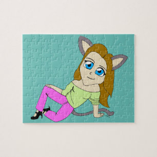 chibi catgirl  jigsaw puzzle