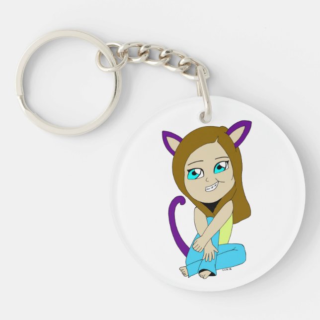 chibi catgirl key ring (Front)