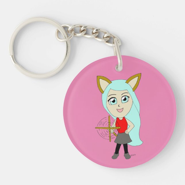 chibi catgirl  key ring (Front)