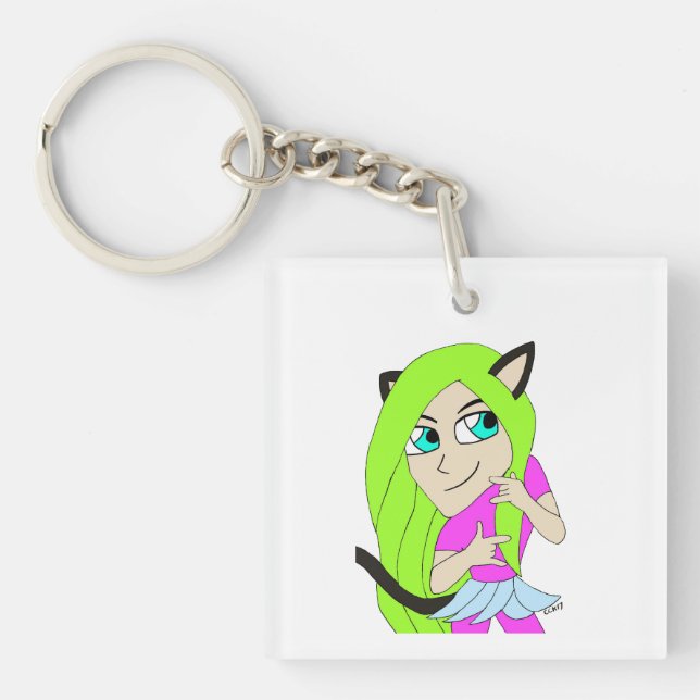 chibi catgirl  key ring (Front)