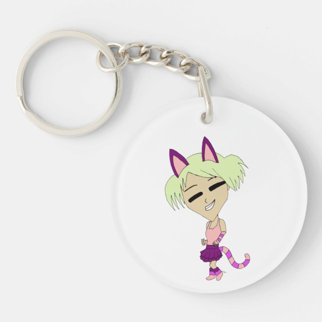 chibi catgirl  key ring (Front)