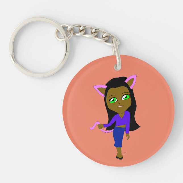 chibi catgirl  key ring (Front)