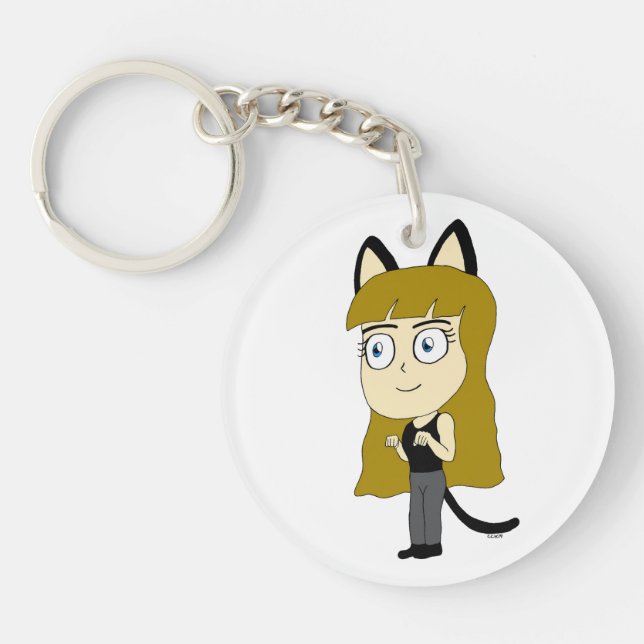 chibi catgirl  key ring (Front)
