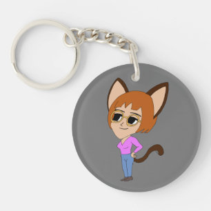 chibi catgirl keychain