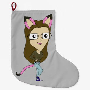 chibi catgirl large christmas stocking