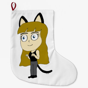 chibi catgirl large christmas stocking
