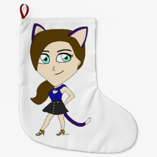 chibi catgirl large christmas stocking