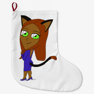 chibi catgirl  large christmas stocking