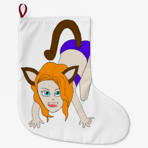 chibi catgirl large christmas stocking