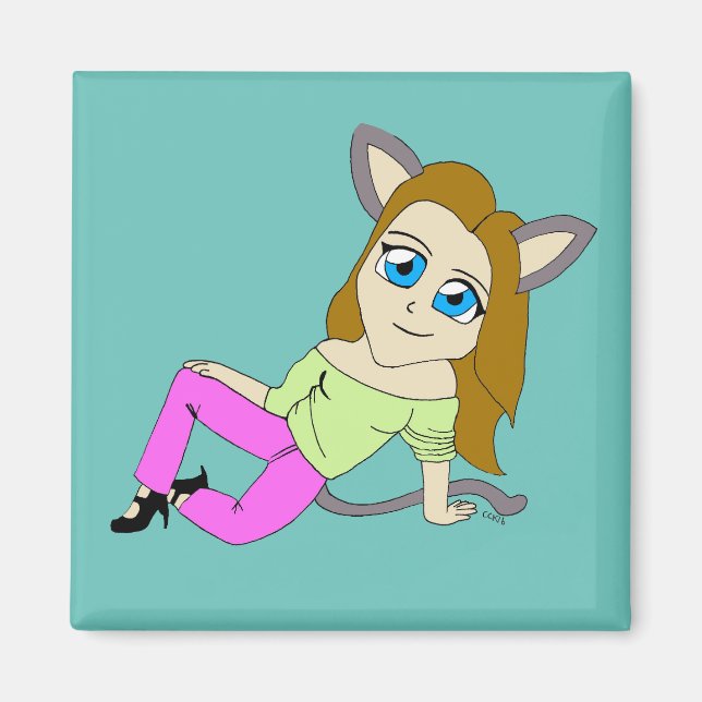 chibi catgirl    magnet (Front)