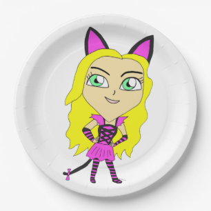 chibi catgirl paper plate