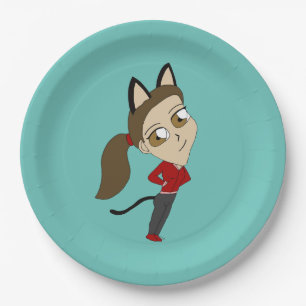 chibi catgirl paper plate
