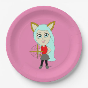 chibi catgirl paper plate