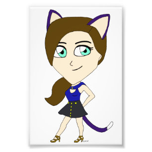 chibi catgirl  photo print