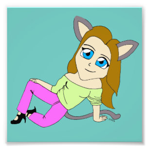 chibi catgirl  photo print