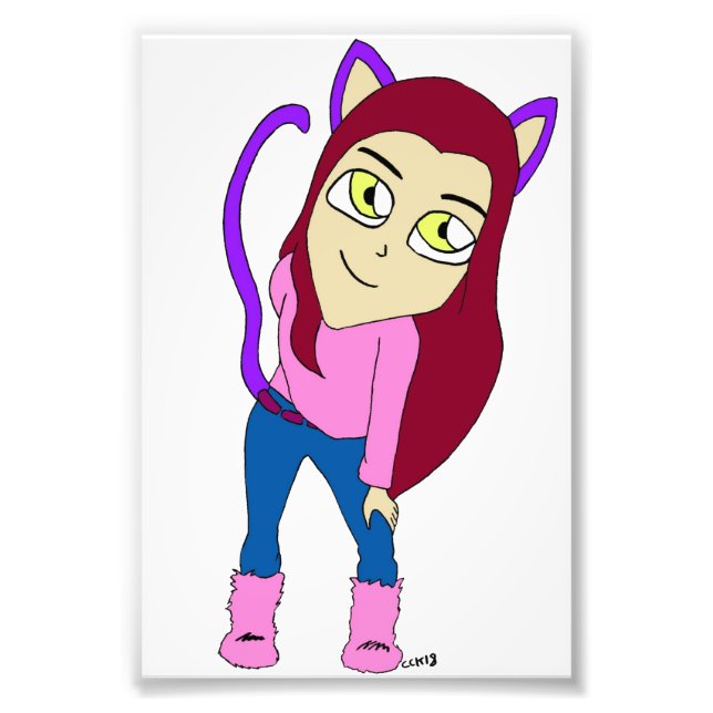 chibi catgirl  photo print (Front)