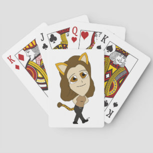 chibi catgirl playing cards