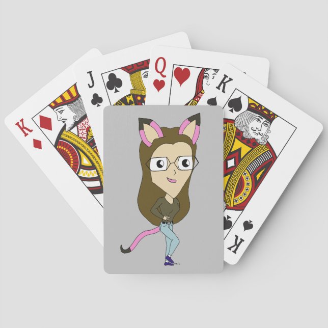 chibi catgirl playing cards (Back)