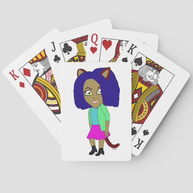 chibi catgirl playing cards (Back)