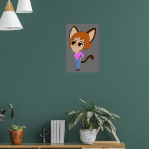 chibi catgirl poster