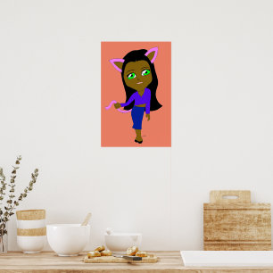 chibi catgirl poster