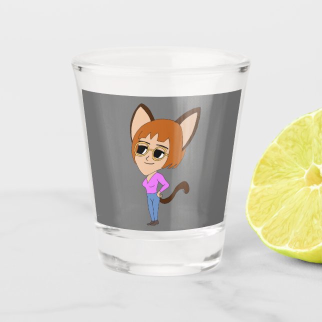 chibi catgirl  shot glass (Front)