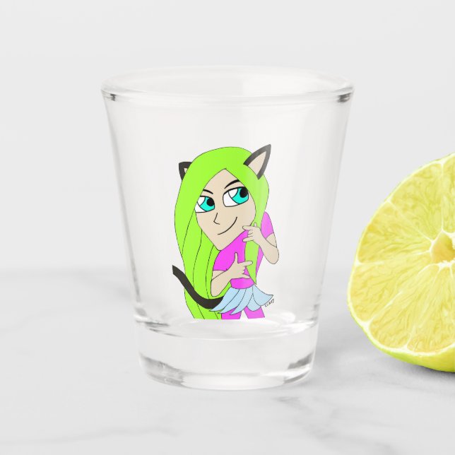 chibi catgirl   shot glass (Front)