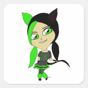 chibi catgirl square sticker