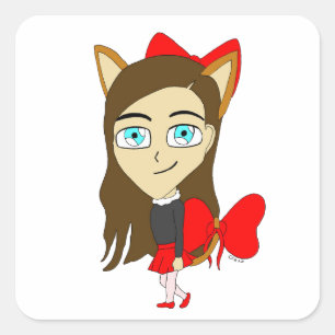 chibi catgirl square sticker