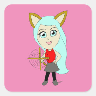 chibi catgirl   square sticker