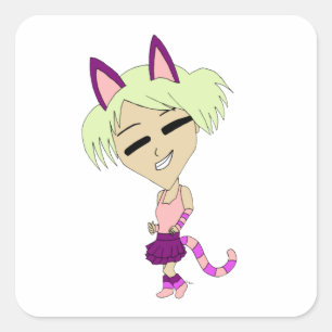 chibi catgirl square sticker