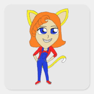 chibi catgirl square sticker